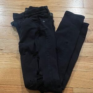 Express Midnight Black Distressed Skinny Denim
